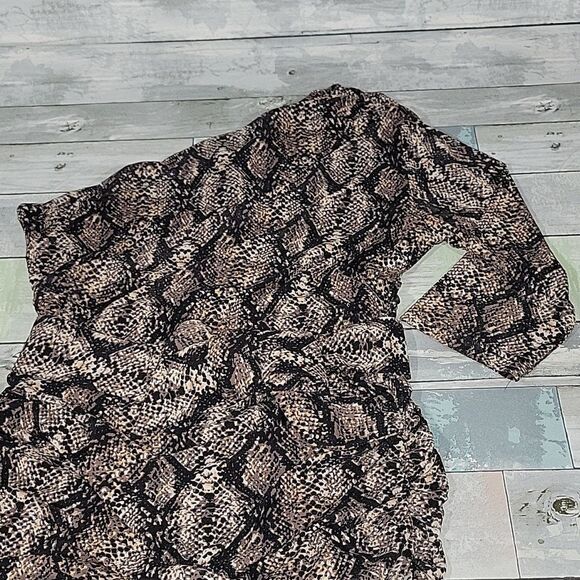 ALIEVA Snake Skin Print One Shoulder Fitted Dress sz X-Large - Picture 3 of 7